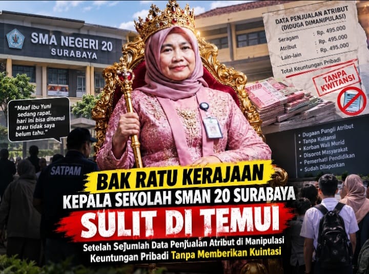Enggan Ditemui Saat Ada Dugaan Pungli Atribut, Kepala SMAN 20 Surabaya Bagaikan Ratu Kerajaan